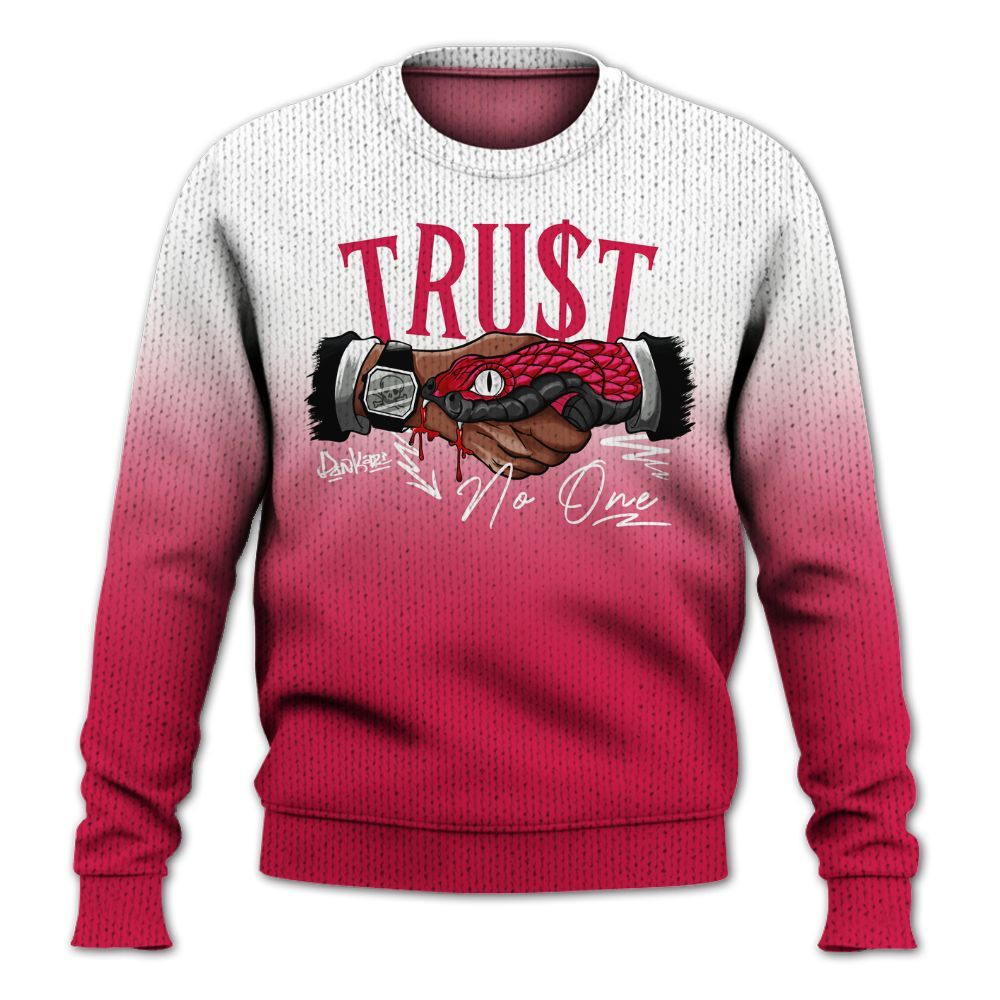 Knitted Sweater To Match Black Toe 14s - Trust No One Drip Graphic