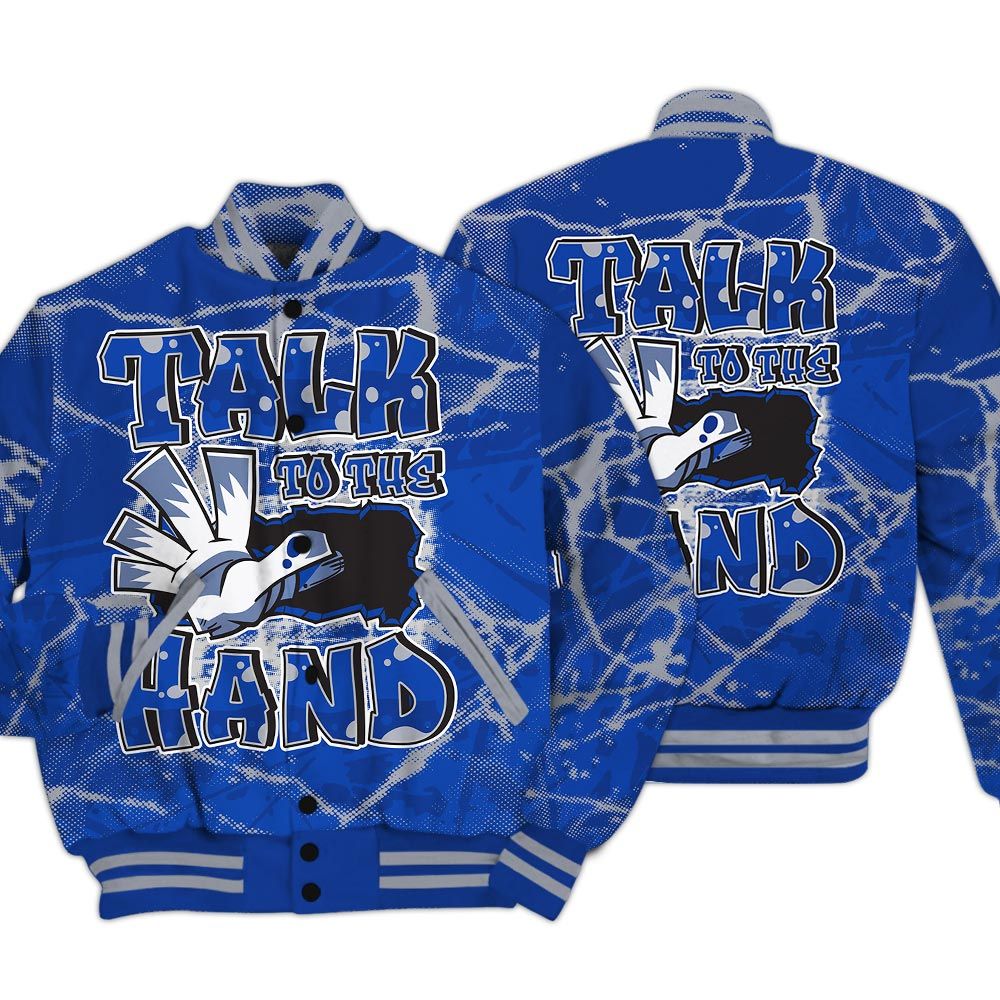 Varsity Jacket To Match Air Foamposite One Royal - Talk To Hand Profound Graphic Varsity Jacket Unisex