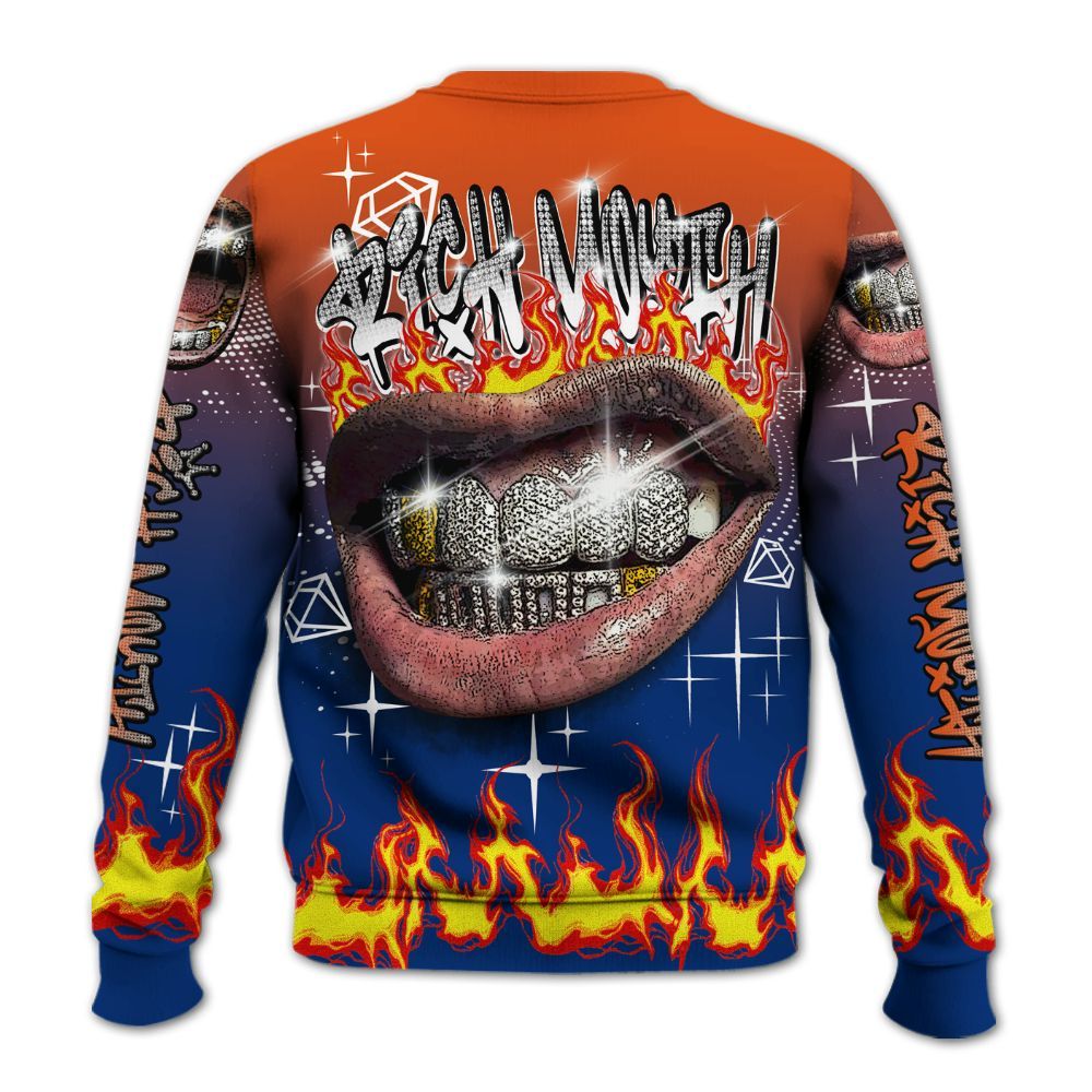 Sweatshirt To Match Mid Knicks 1s - Rich Mouth Fire Rap Retro 90s All Over Print
