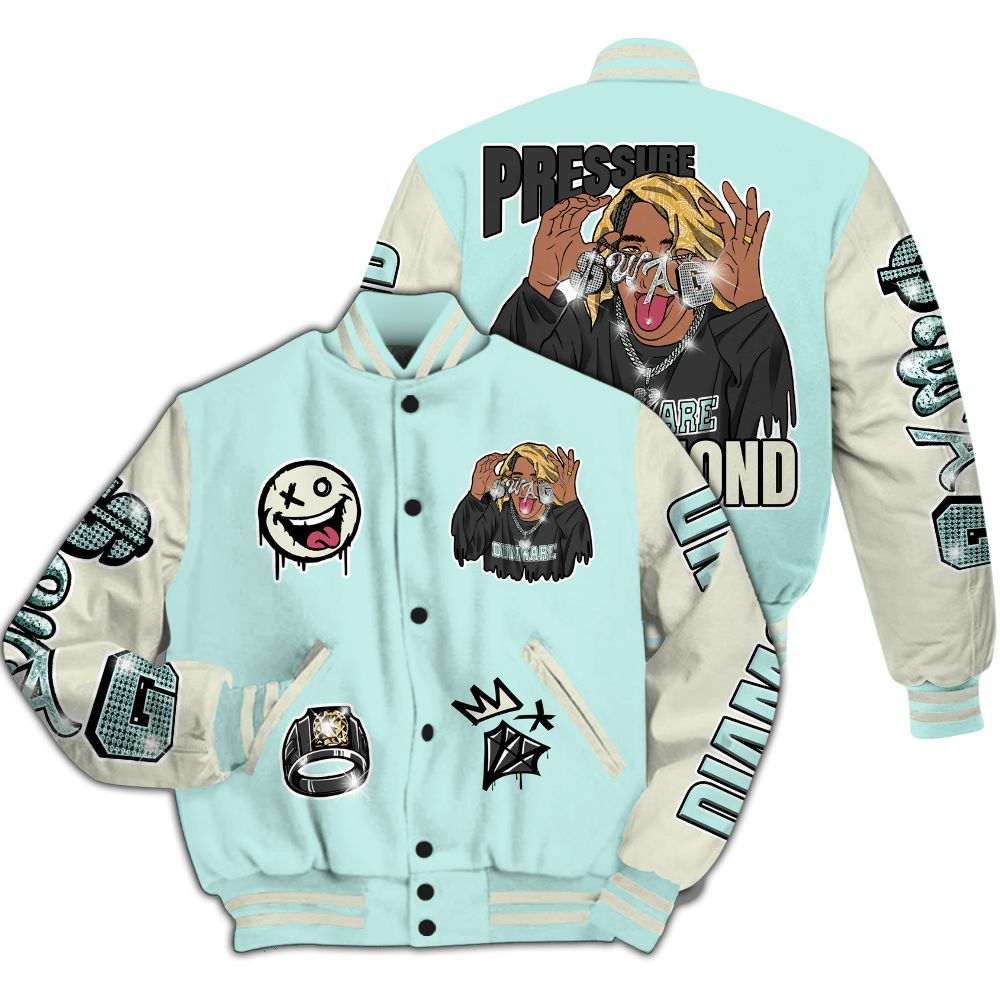 Varsity Jacket To Match Pure Platinum 4s - Pressures Makes Varsity Jacket To Match All Over Print