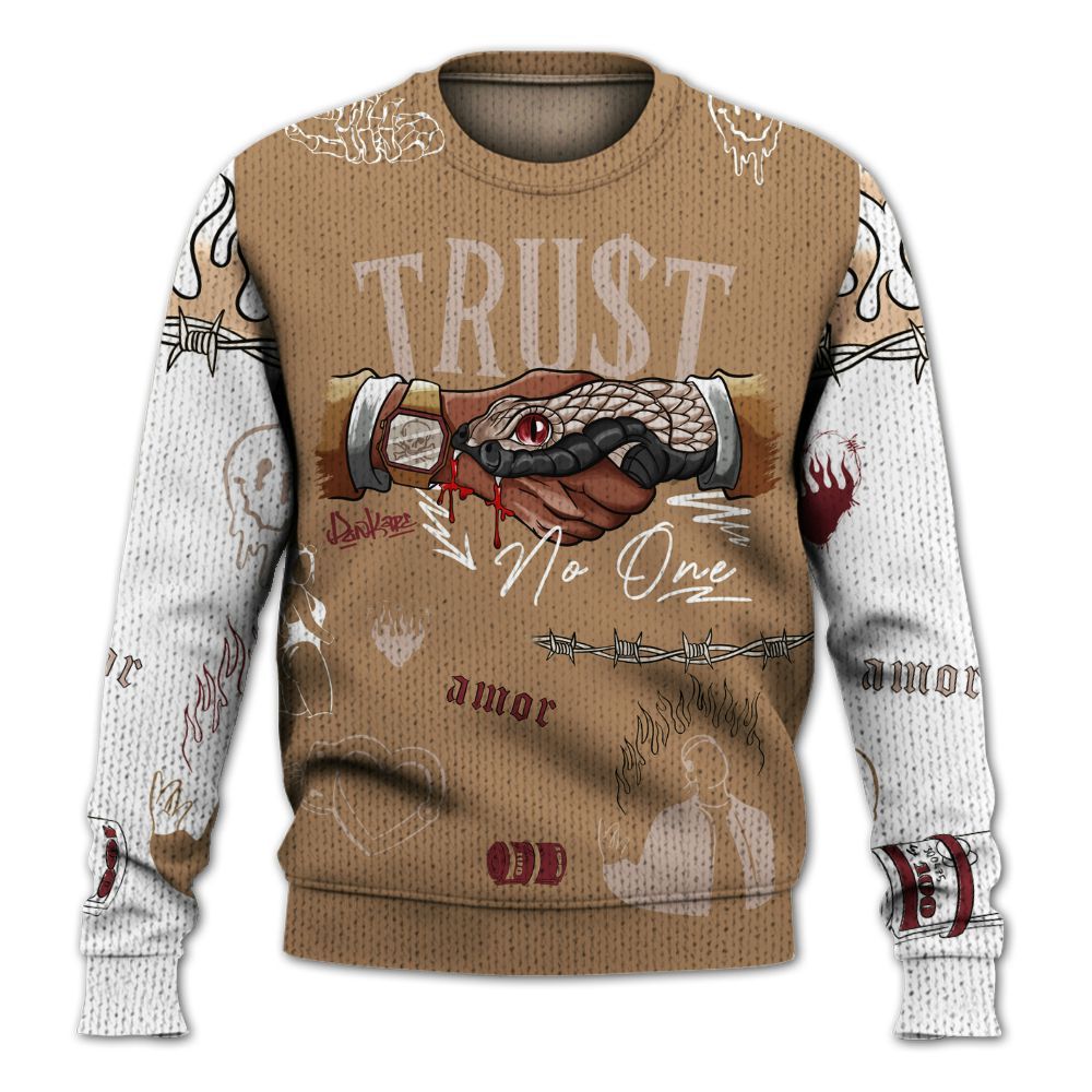 Knitted Sweater To Match Kobe 4 Gold Medal - Snake Trust No One