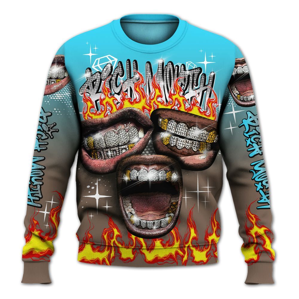 Sweatshirt To Match Olive Concord 9s - Rich Mouth Fire Rap Retro 90s All Over Print