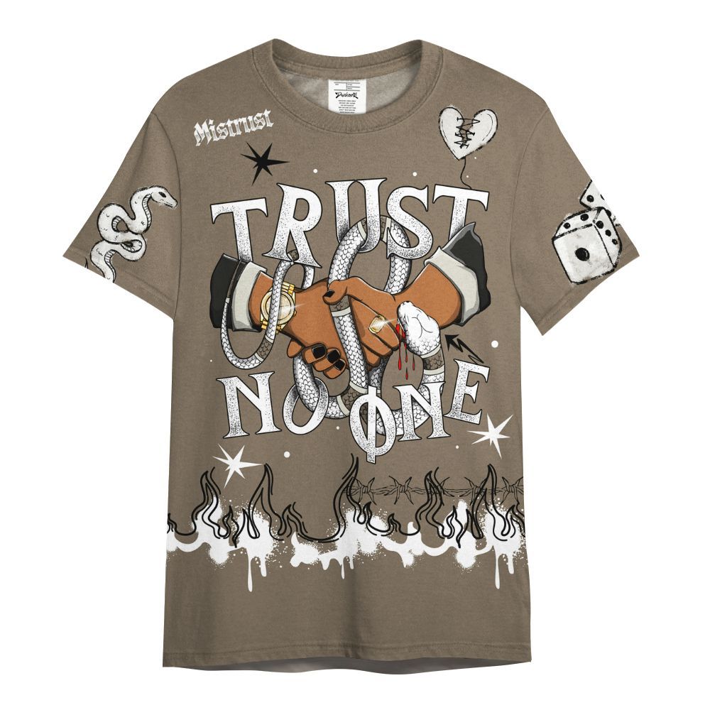 Shirt To Match Low OG Dark Mocha 1s - Trust No One Snake-Bite Doodle Crayon All Over Print