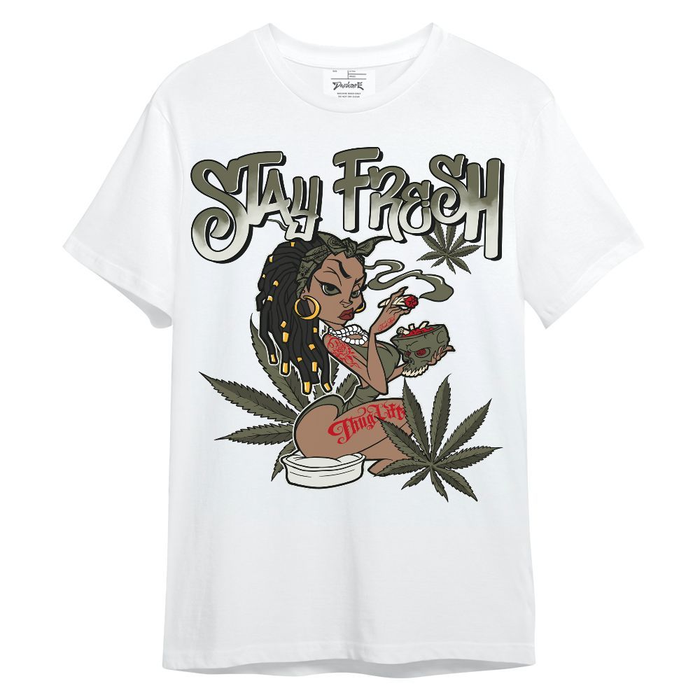 Shirt To Match Travis Scott Low OG Medium Olive 1s - Stay Fresh Cannabis Unisex Shirt