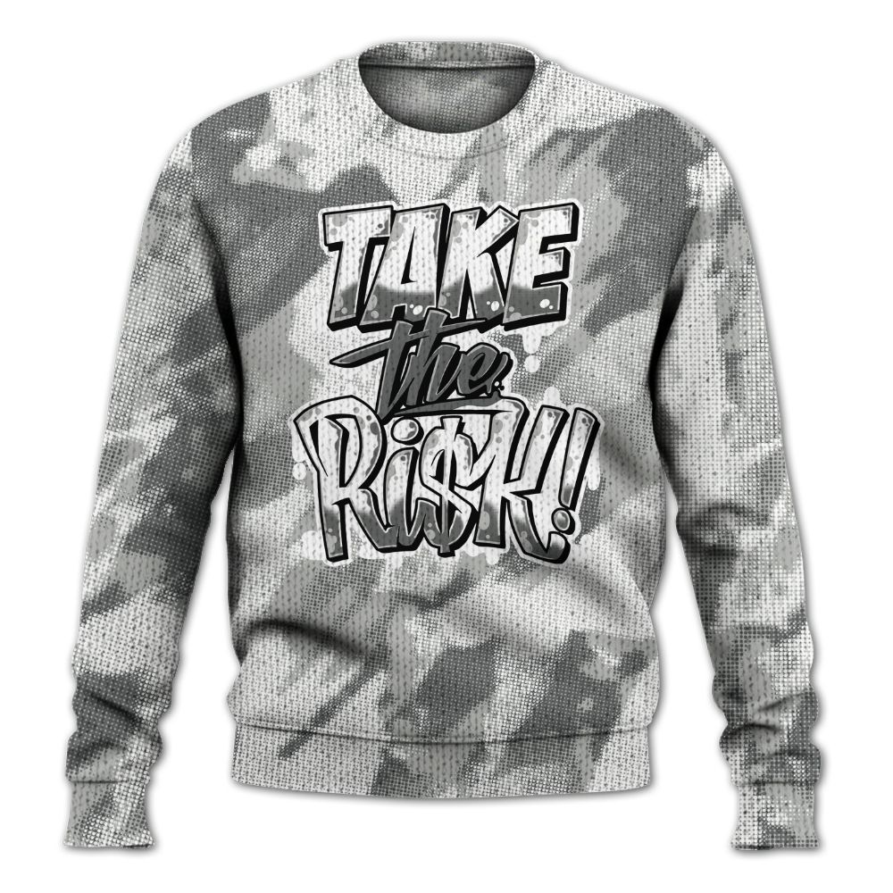 Knitted Sweater To Match Paris Cement Grey 4s - Take Risks Abstract