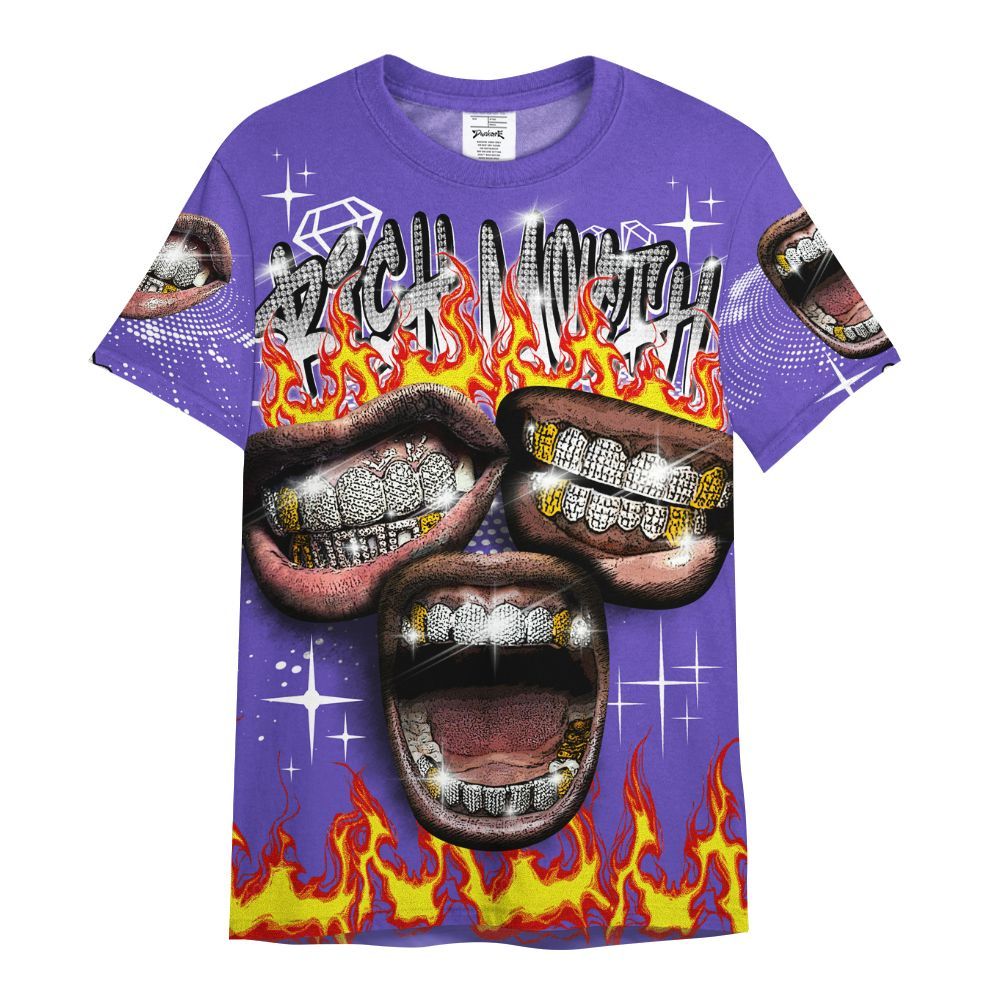 Shirt To Match Field Purple 12s - Rich Mouth Fire Rap Retro 90s All Over Print