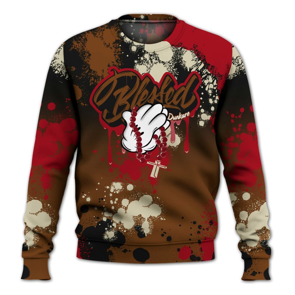 Sweatshirt To Match Archaeo Brown 5s - God Blessed Dripping All Over Print