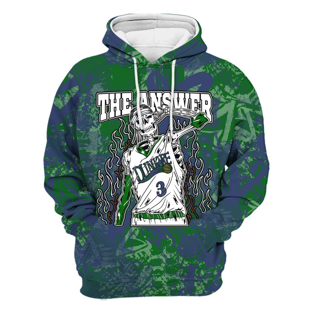 Hoodie To Match Midnight Navy 13s - Allen Answer Skeleton Heart All Over Print