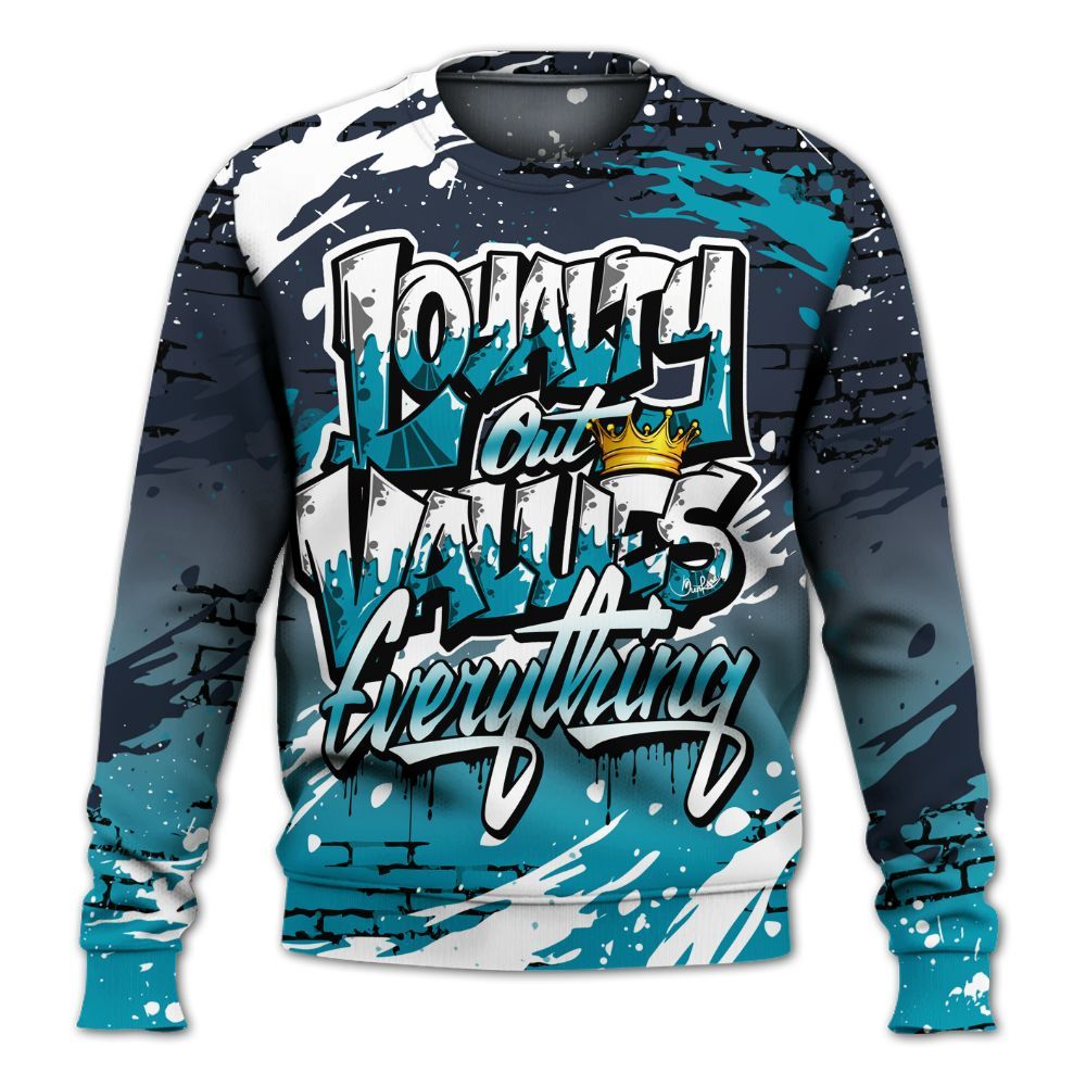 Sweatshirt To Match Retro Obsidian 13s - Values Of Loyalty Drip All Over Print