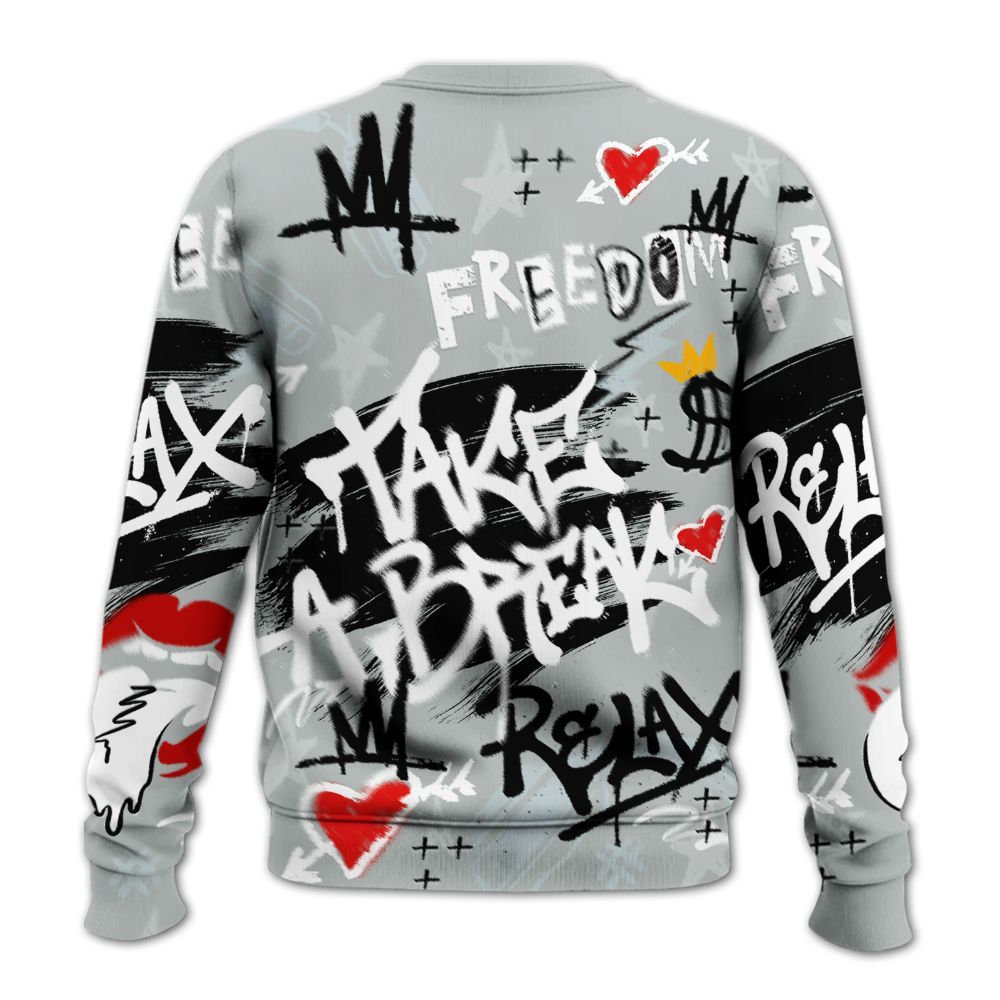 Sweatshirt To Match Black Wolf Grey 12s - Take Break Freedom Graffiti Streetwear All Over Print