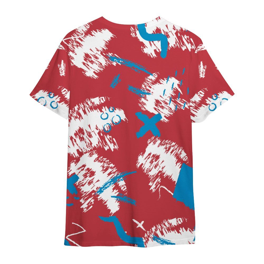 Shirt To Match High OG University Red Dark Powder Blue 1s - Hustle Grind Pray Retro All Over Print