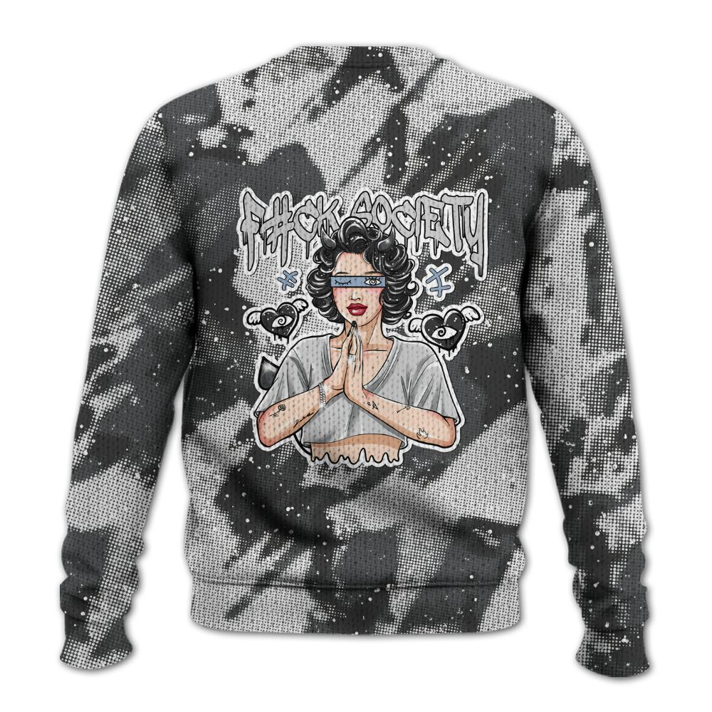 Knitted Sweater To Match Reverse Black White 6s - F#ck Xociety Halftone