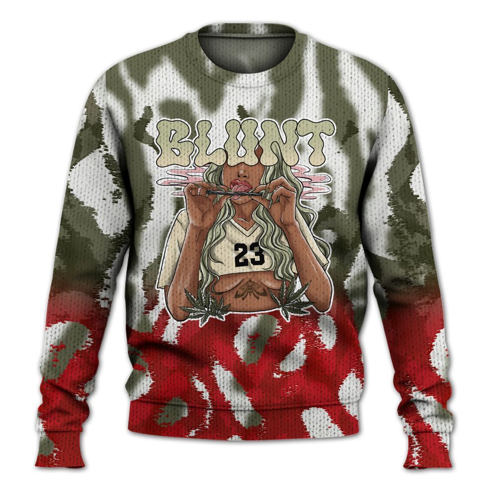 Knitted Sweater To Match Low OG Medium Olive 1s - Bluntz Burnz