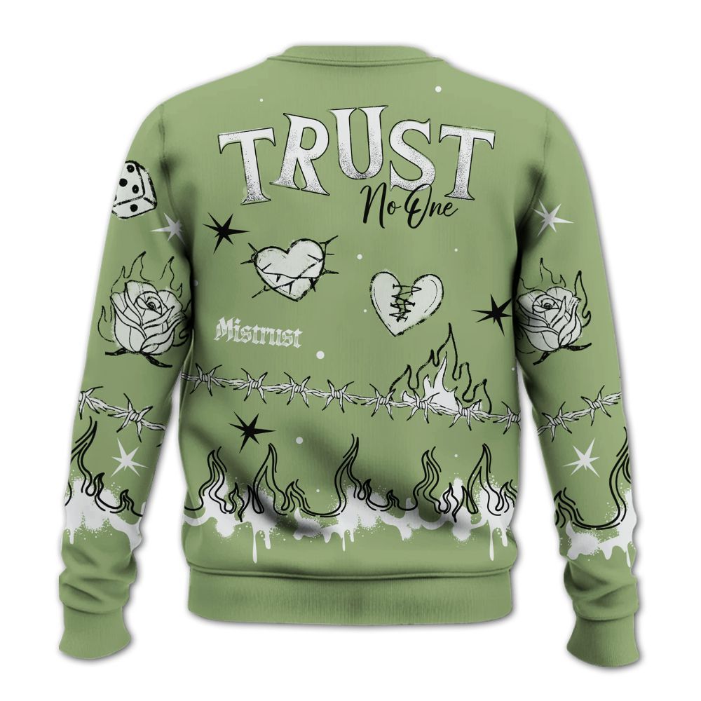 Sweatshirt To Match Oil Green 4s - Trust No One Snake-Bite Doodle Crayon All Over Print