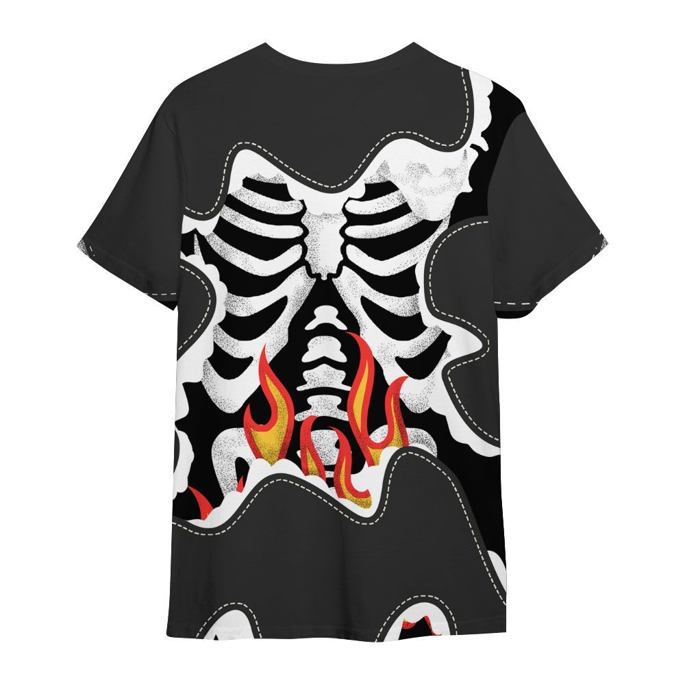 Shirt To Match White Thunder 4s - Skeleton Burning Heart Drip All Over Print