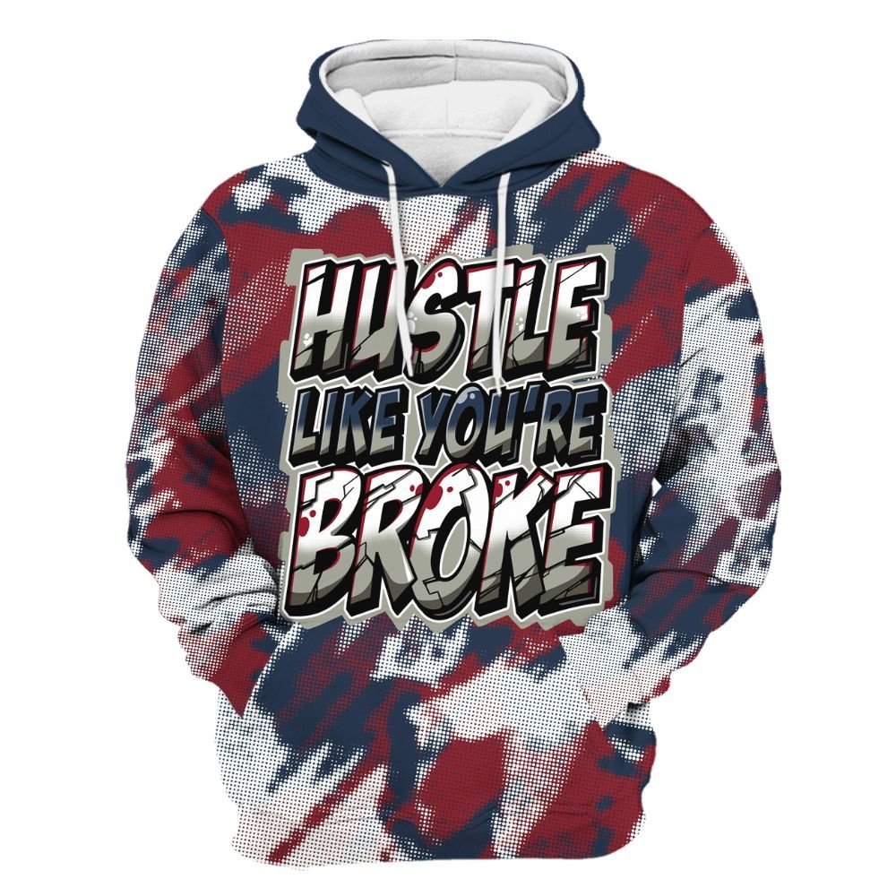 Hoodie To Match Navy Blue 2024 6s - Hustles Like Broke Abstract All Over Print