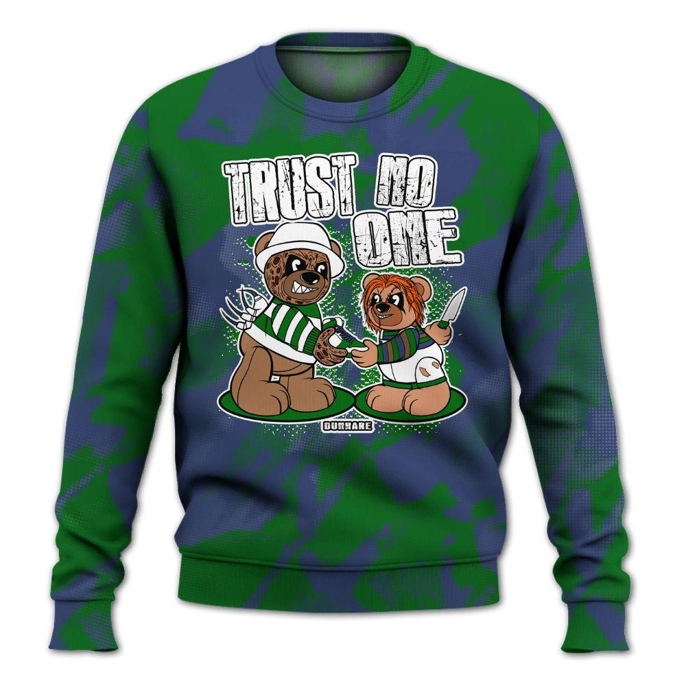 Sweatshirt To Match Midnight Navy 13s - Trust No One Bear Abstract Halftone All Over Print