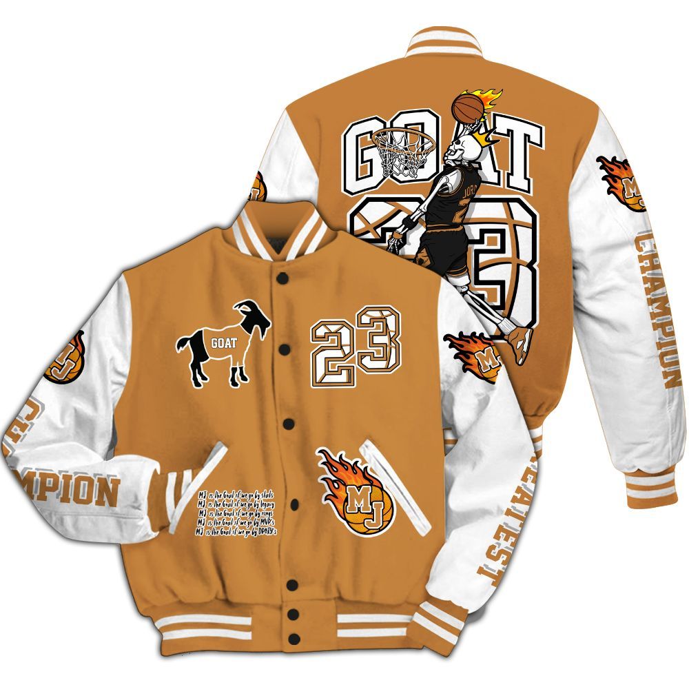 Varsity Jacket To Match Dunk Low Nature Wheat Suede - 23 G.0.A.T Jump Up Basketball All Over Print
