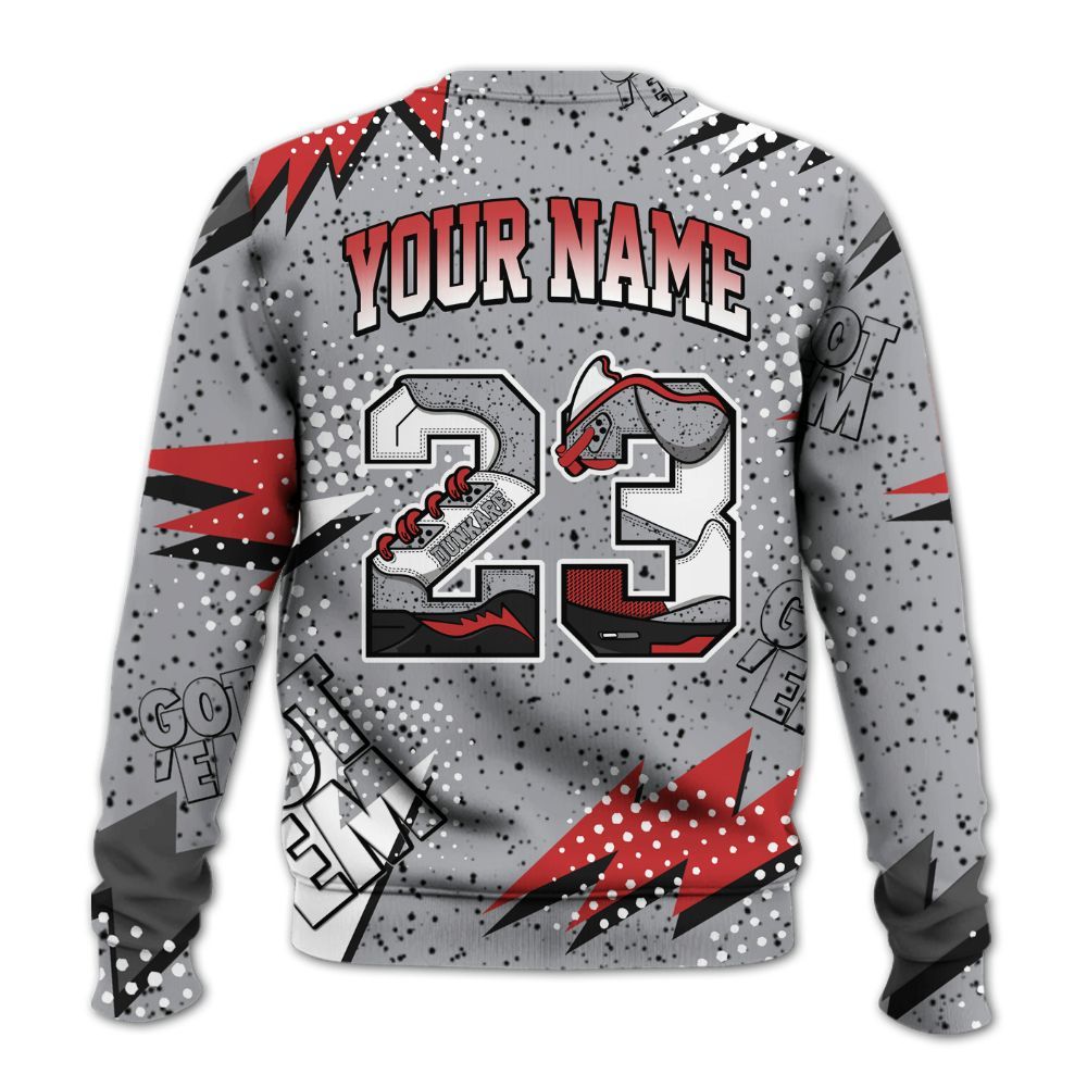 Sweatshirt To Match White Cement 4s - Custom Name Number 23 5s All Over Print