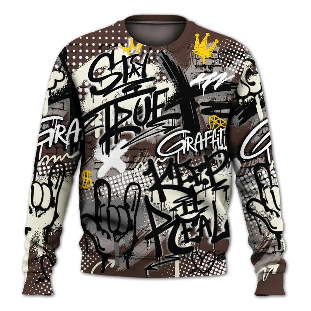 Sweatshirt To Match SoleFly Cafecito 12s - True It Real Graffiti Streetwear All Over Print
