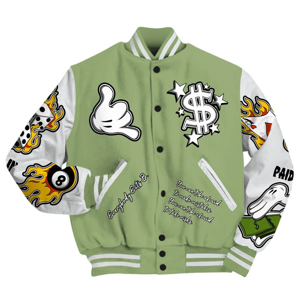 Varsity Jacket To Match Oil Green 4s - Everybody Paid In Full Graphic All Over Print