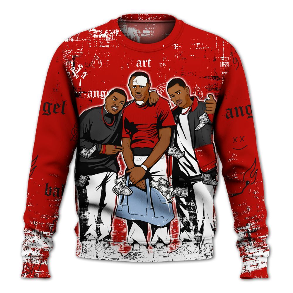 Sweatshirt To Match Retro Fire Red 6s - Paid In Full Money All Over Print