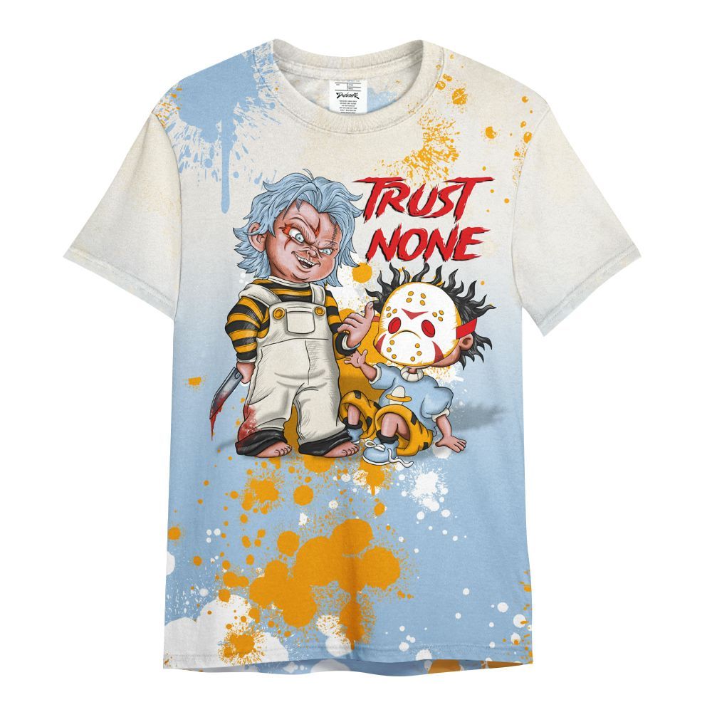 Shirt To Match Retro High OG Pale Ivory Psychic Blue 1s - Trust No One Scary All Over Print