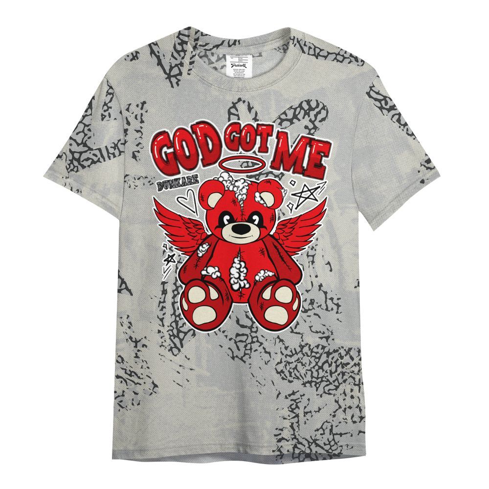Shirt To Match Cement Grey 3s - Gods Guides Me Bear Heart Grunge All Over Print