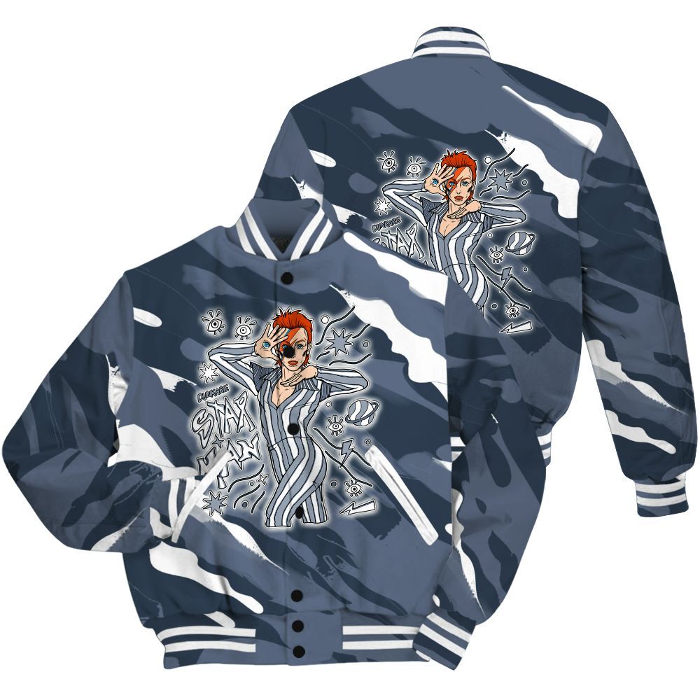 Varsity Jacket To Match Low Diffused Blue 11s Shirt - Starmans Graphics Colored All Over Print