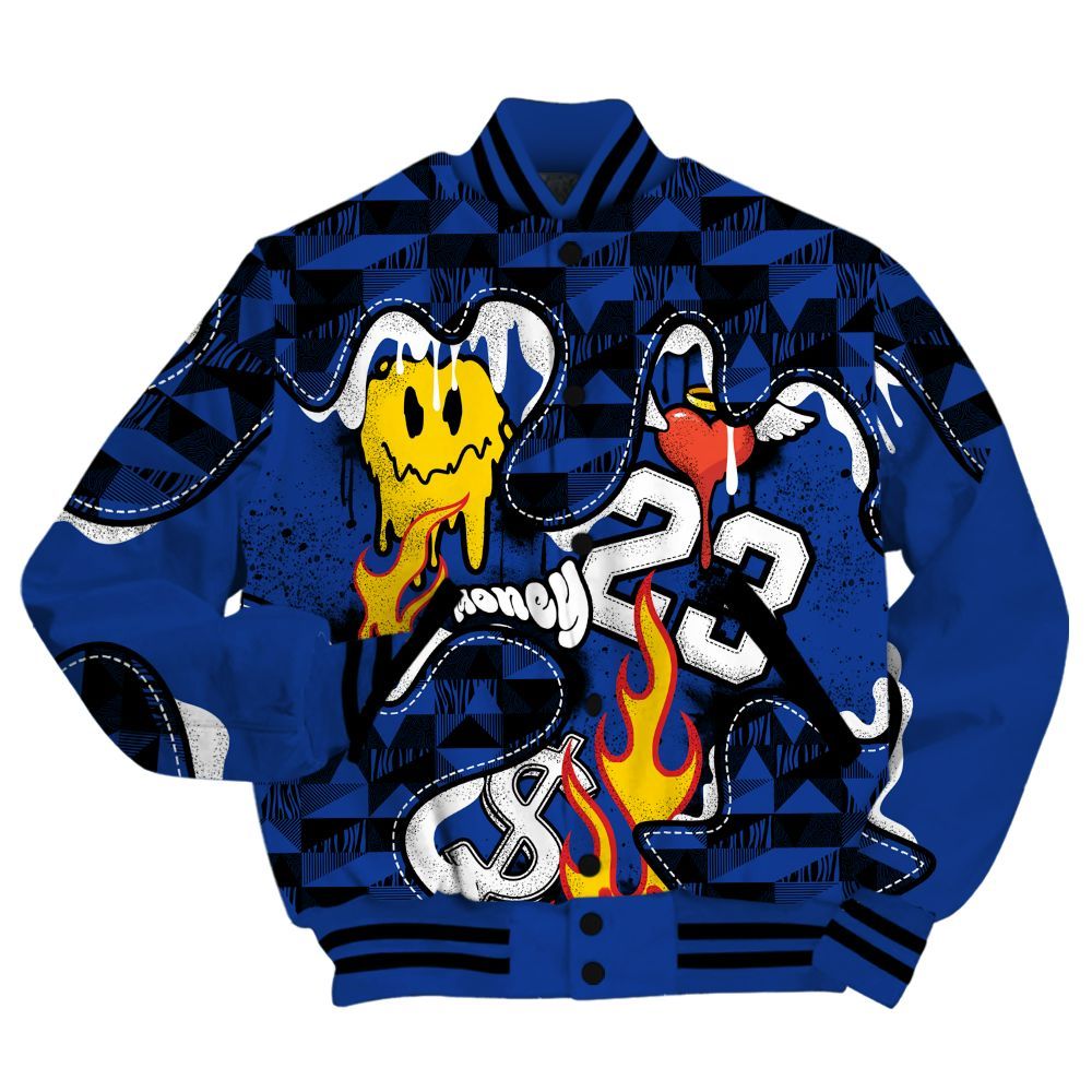 Varsity Jacket To Match Air Foamposite One Royal - 23 Smile Burning Heart All Over Print