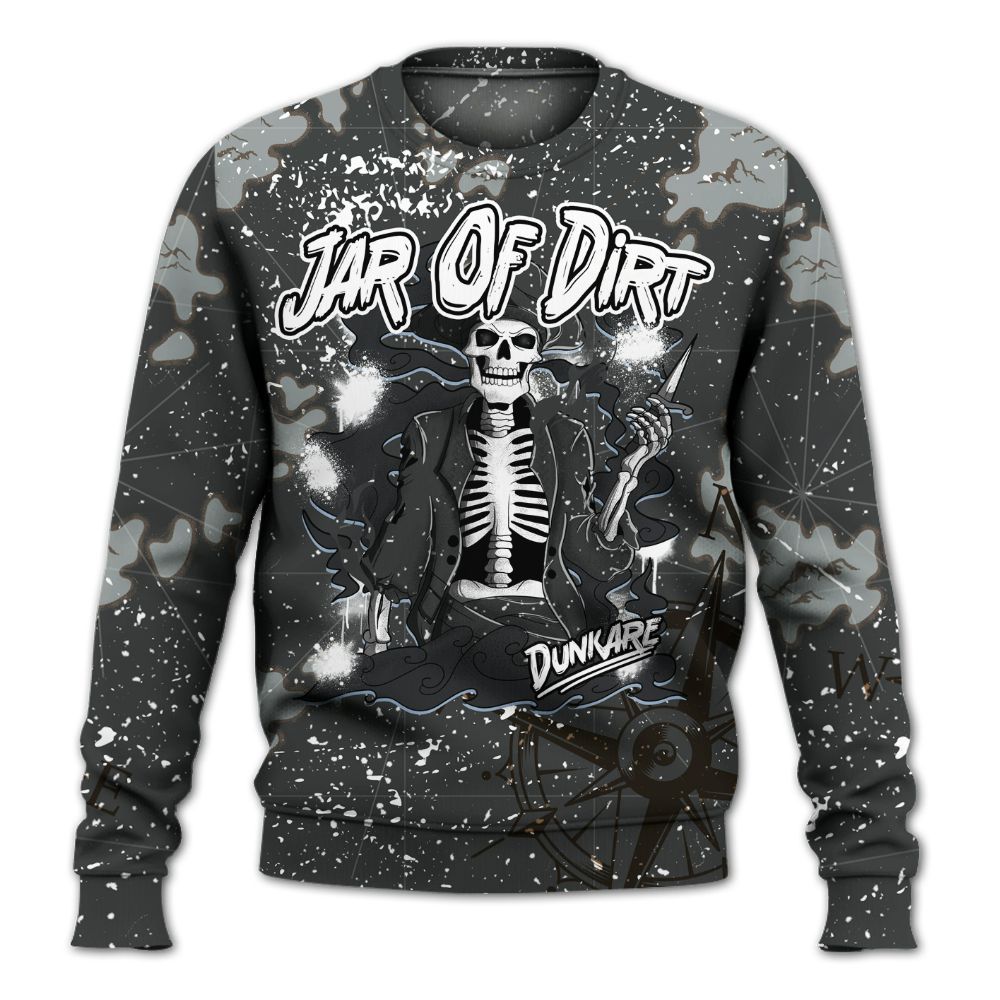 Sweatshirt To Match Reverse Black White 6s - Skeleton Jar Of Dirt Retro All Over Print