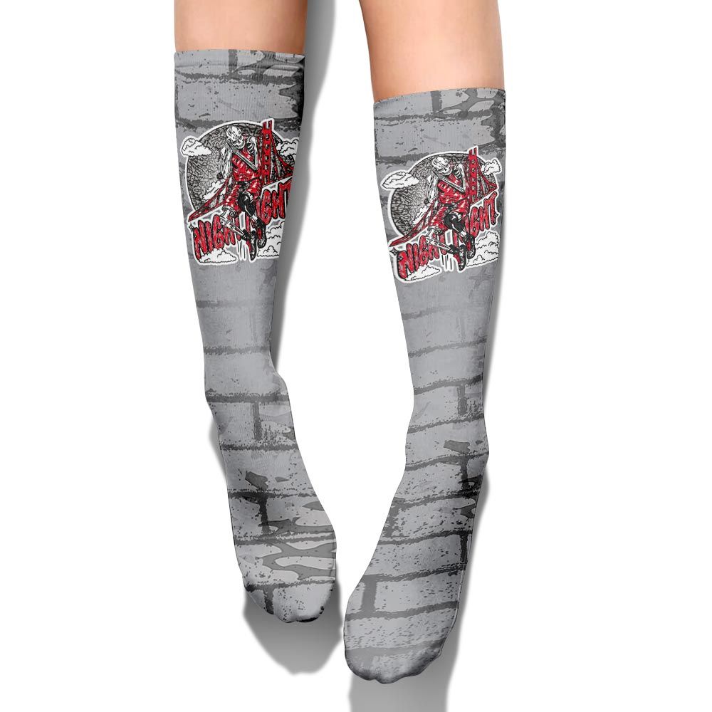 Sock To Match Black Cement 3s - Seeya Skeleton Brick