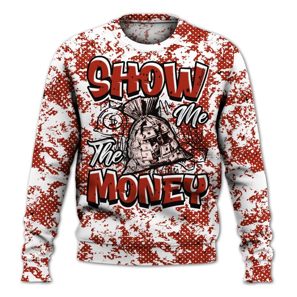 Sweatshirt To Match Red Cement 4s - Show Me The Money Retro All Over Print