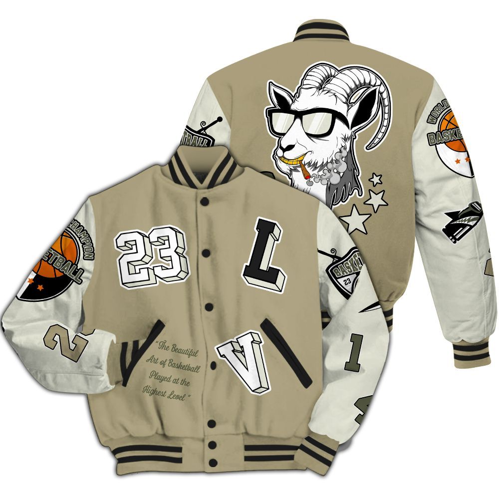 Varsity Jacket To Match Low OG Medium Olive 1s - The GOAT Got Em All Over Print