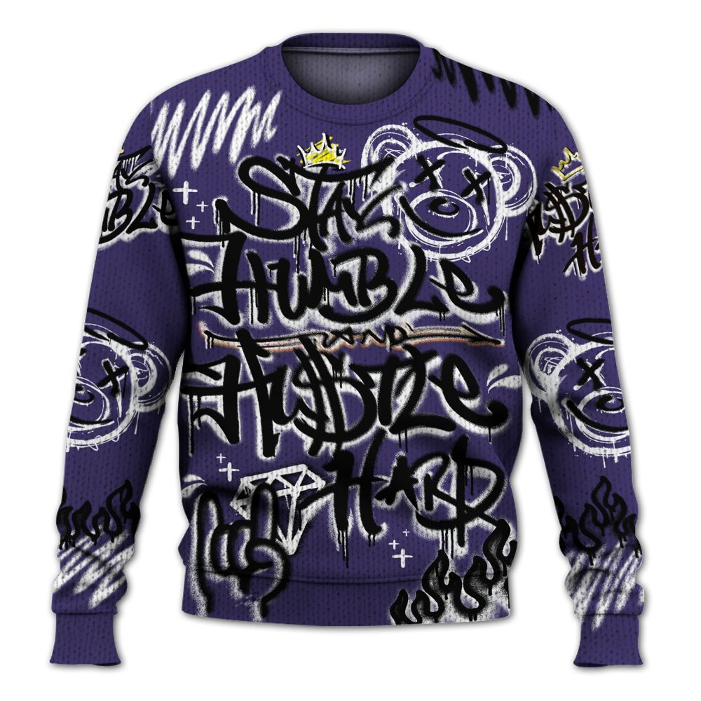 Knitted Sweater To Match Retro Court Purple 13s - Humble Drip Streetwear Graffity