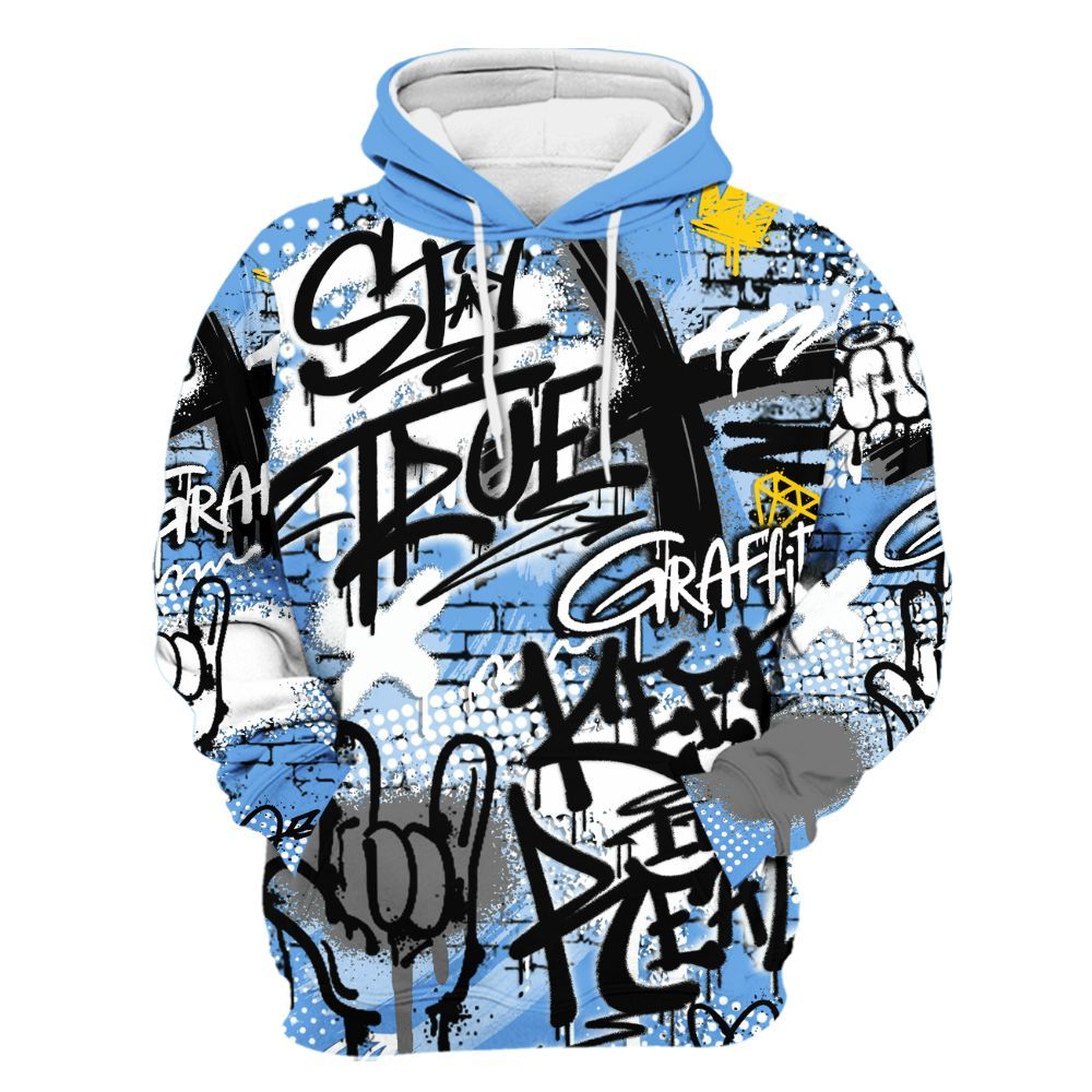 Hoodie To Match University Blue 6s - True It Real Graffiti Streetwear All Over Print