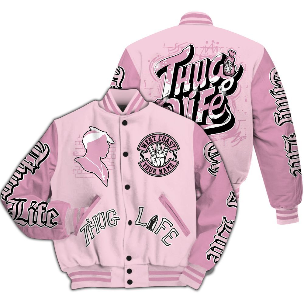 Varsity Jacket To Match Orchid 4s - Free Thug Living Custom Name Baseball Varsity Jacket All Over Print
