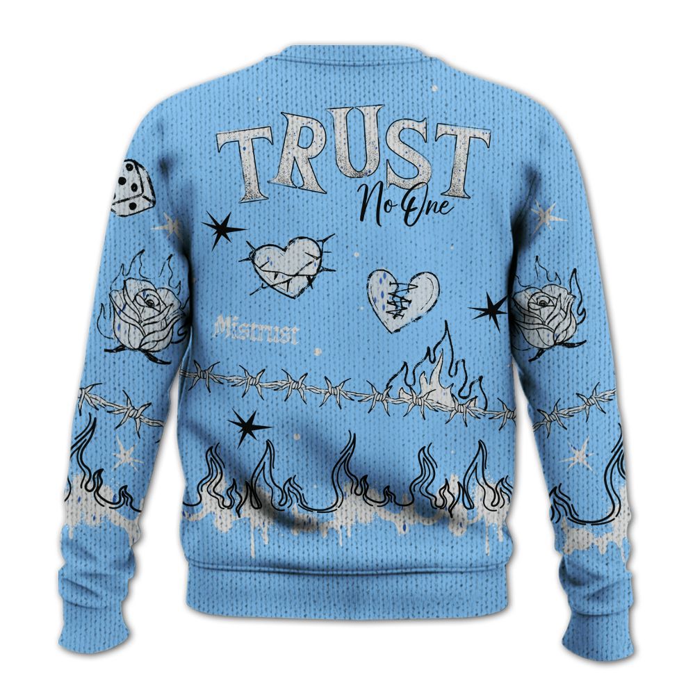Knitted Sweater To Match University Blue 5s - Trust No One Snake-Bite Doodle Crayon