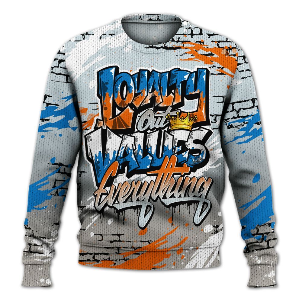 Sweater To Match Retro High OG Alaska 1s - Values Of Loyalty Drip Graphic