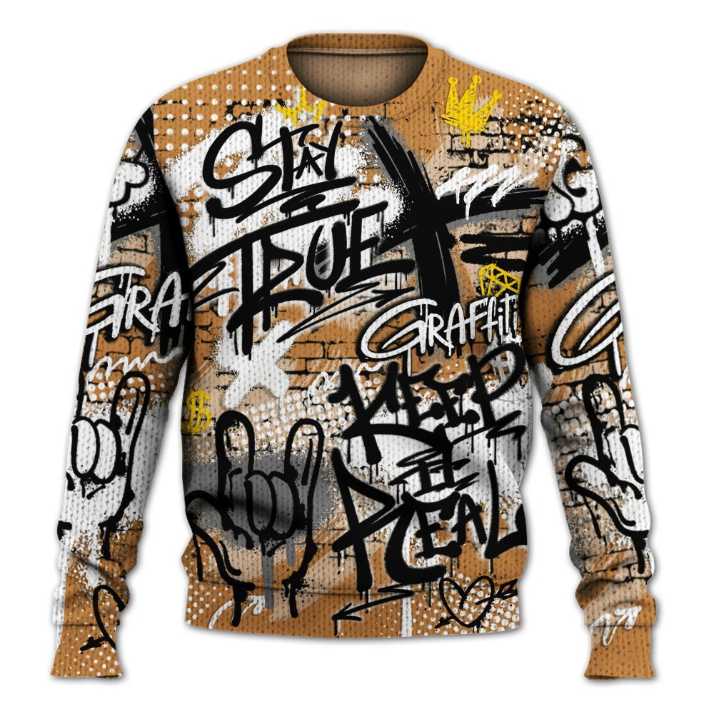 Knitted Sweater To Match Dunk Low Nature Wheat Suede - True It Real Graffiti Streetwear