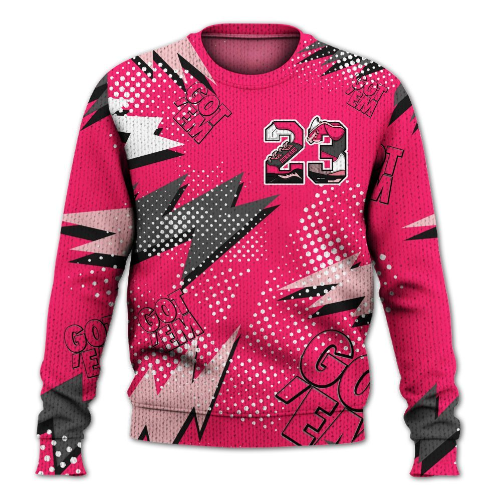 Sweater To Match A'One Hyper Pink Shirt, Custom Name Number 23 5s Graphic