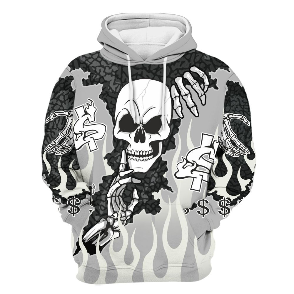 Hoodie To Match Cement Grey Silver 3s - Ones Move In Silence All Over Print