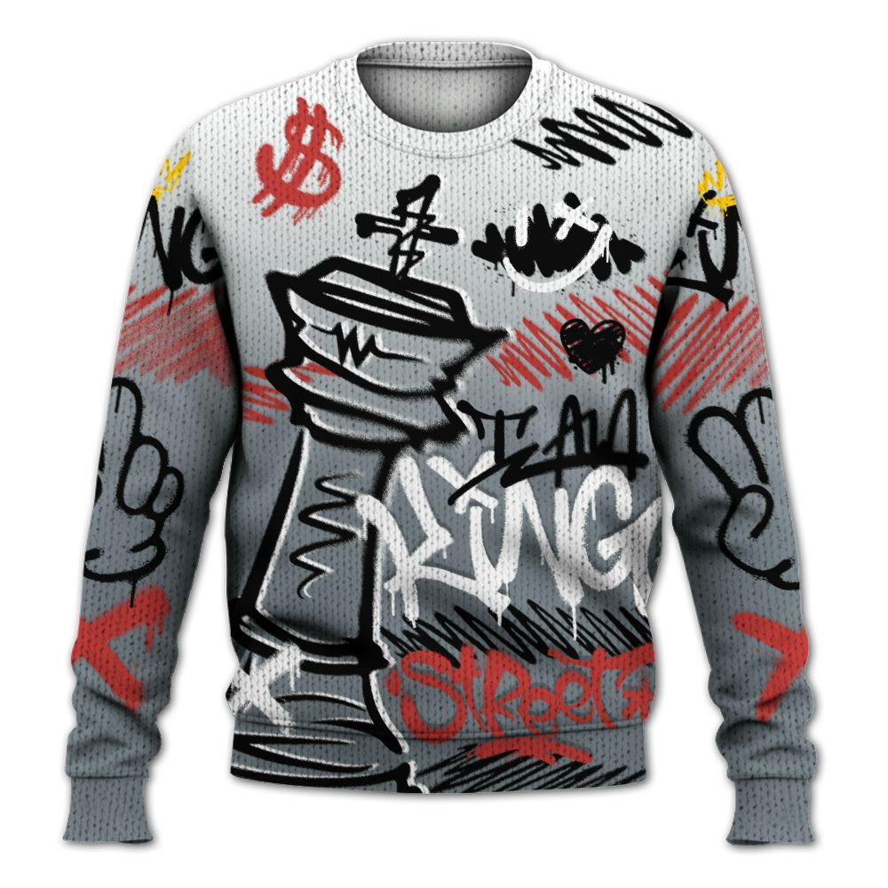 Knitted Sweater To Match Wolf Grey 13s - Street King Chess Streetwear
