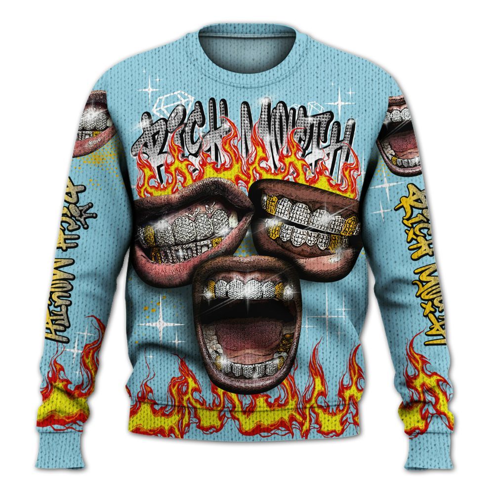 Knitted Sweater To Match Dunk High Homer Simpson - Rich Mouth Fire Rap Retro 90s