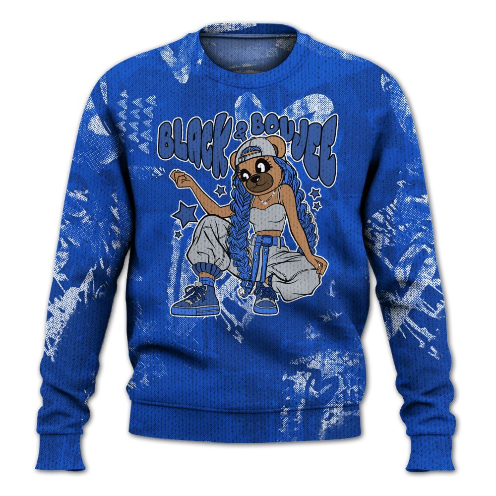 Knitted Sweater To Match Air Foamposite One Royal - Boujee Girls Bear Heart Grunge
