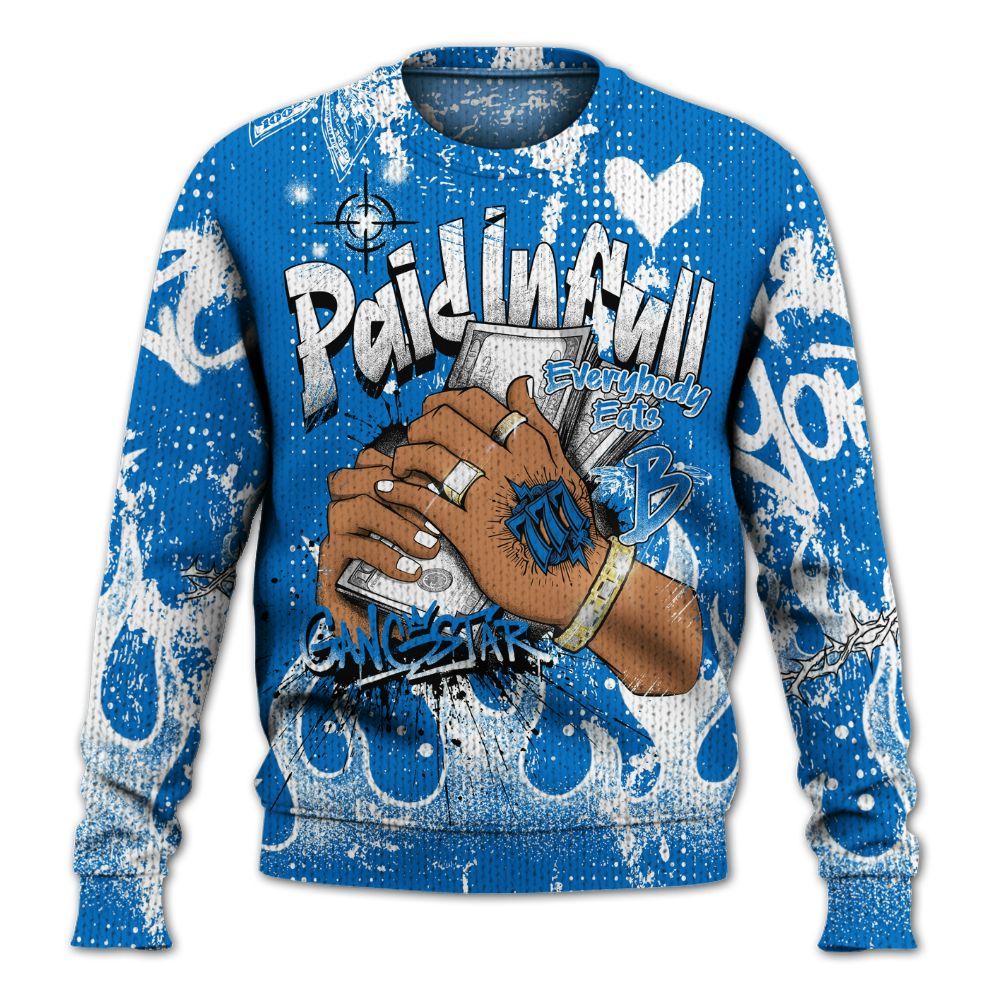 Sweater To Match Blueberry 12s - Lucky Money Paid In Full Graffiti Graphic