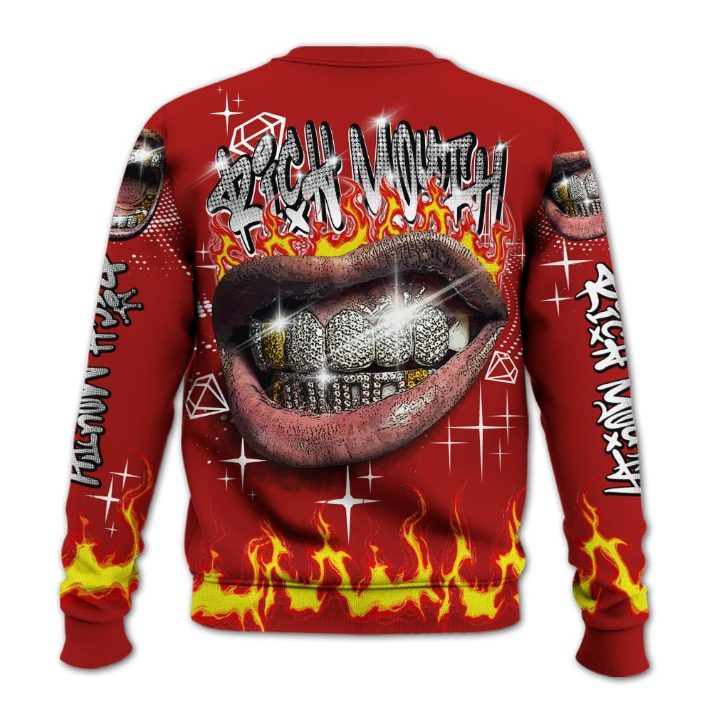 Sweatshirt To Match Red Taxi 12s - Rich Mouth Fire Rap Retro 90s All Over Print
