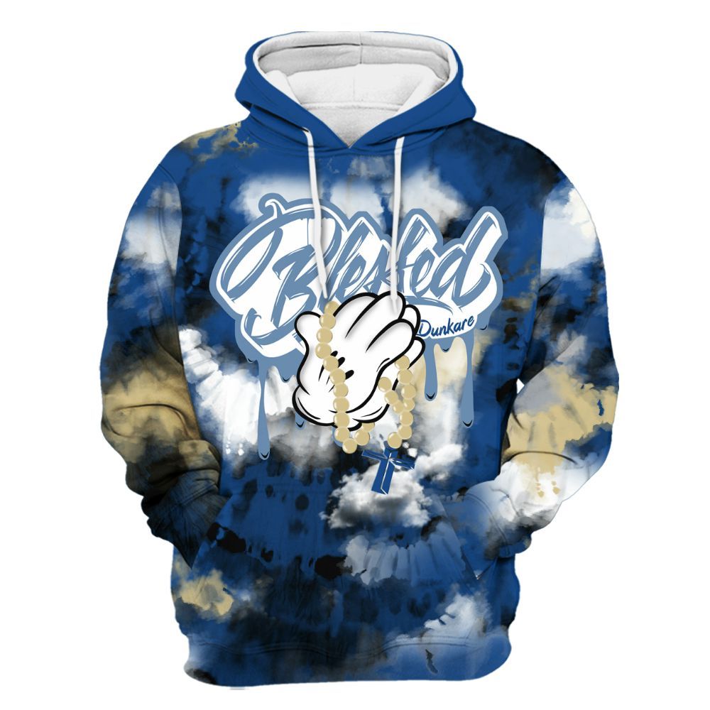 Hoodie To Match Air Ship Royal Blue - God Blessed Tie Dye All Over Print