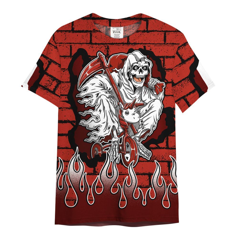 Shirt To Match SP Firewood Orange 4s - Self Make Skeleton Crashed All Over Print