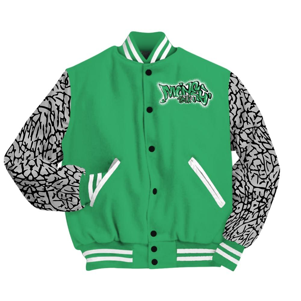 Varsity Jacket To Match Varsity Money Talk Rap, 3 Green Glow T-Shirt, To Match Sneaker Black Green Glow 3s Baseball Varsity Jacket LTRP